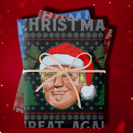 Weihnachten wieder großartig Funny Trump Ugly Xmas Geschenkpapier Set