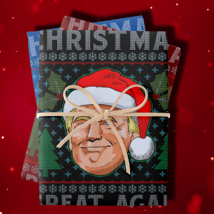 Weihnachten wieder großartig Funny Trump Ugly Xmas Geschenkpapier Set