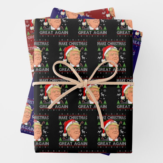 Weihnachten wieder großartig Funny Trump Ugly Xmas Geschenkpapier Set