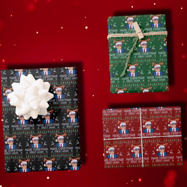 Weihnachten wieder großartig, ich hässlich Trump Geschenkpapier Set (Von Creator hochgeladen)