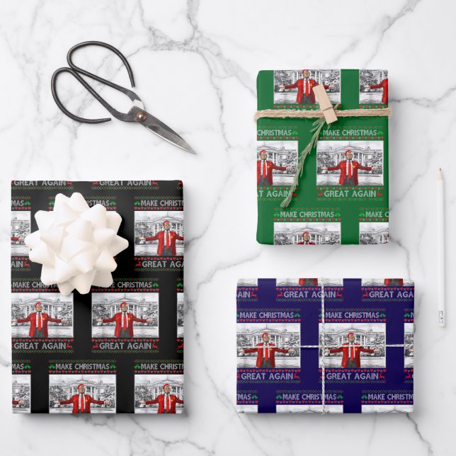 Weihnachten wieder großartig Trump Geschenkpapier Set (Vorderseite)