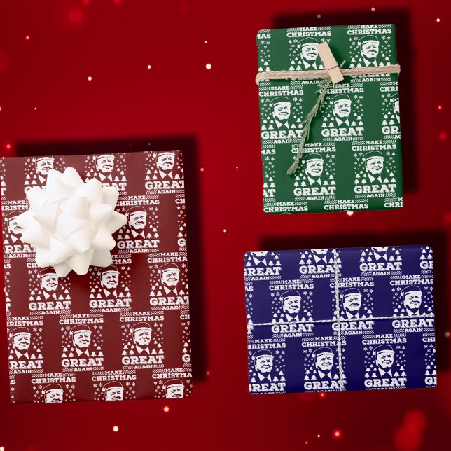 Weihnachten wieder großartig Trump Red Geschenkpapier Set (Von Creator hochgeladen)
