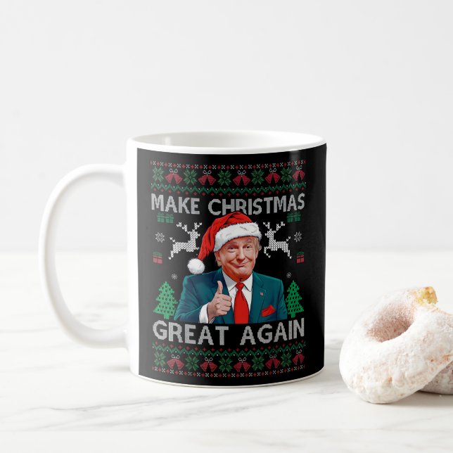 Weihnachten wieder großartig Trump-Weihnachten Kaffeetasse (Mit Donut)