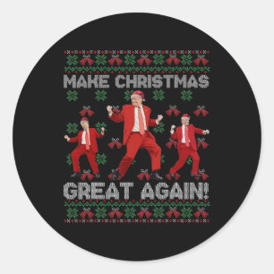 Weihnachten wieder großartig Weihnachtsmann Trump Runder Aufkleber