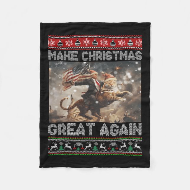 Weihnachten wieder großartig Xmas Funny Trump Paja Fleecedecke (Vorderseite)