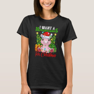 Weihnachten Will ich einen Hippopotamus für Christ T-Shirt