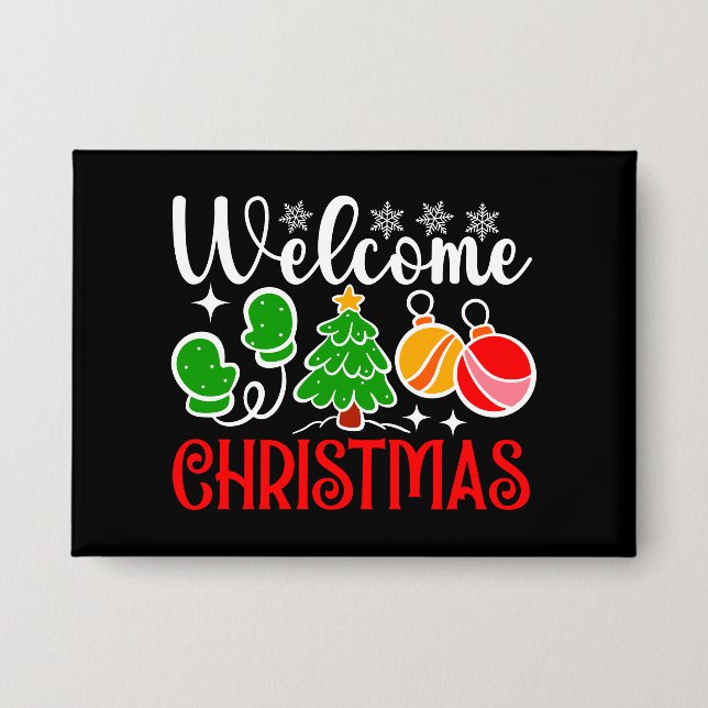Weihnachten Willkommen Button (Vorderseite)