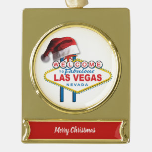 Weihnachten Willkommen im Zeichen von Las Vegas Banner-Ornament Gold