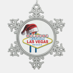 Weihnachten Willkommen im Zeichen von Las Vegas Schneeflocken Zinn-Ornament