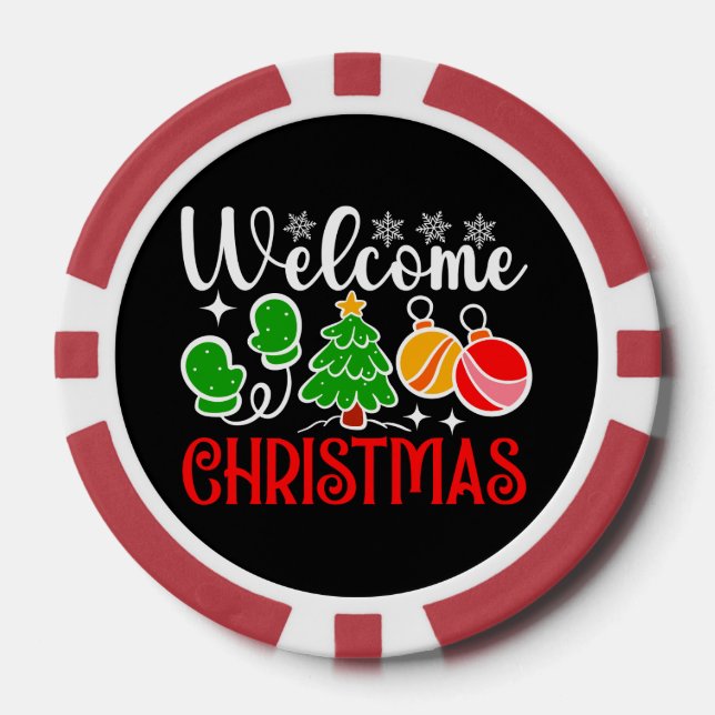 Weihnachten Willkommen Pokerchips (Vorderseite)