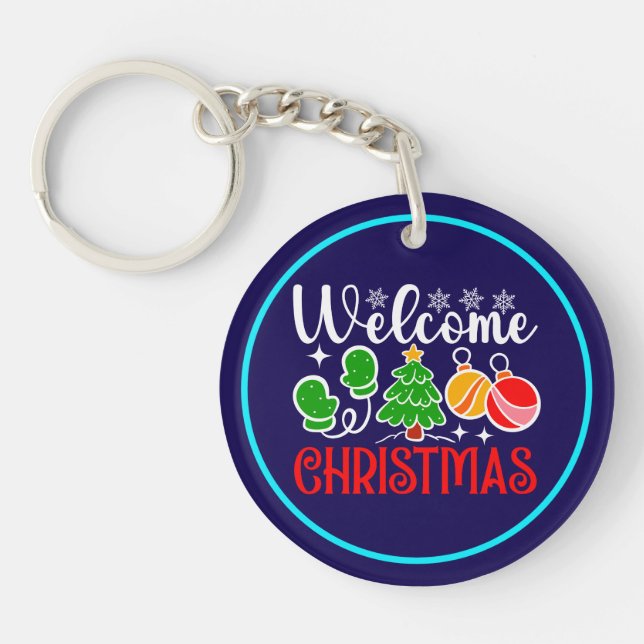 Weihnachten Willkommen Schlüsselanhänger (Vorderseite)