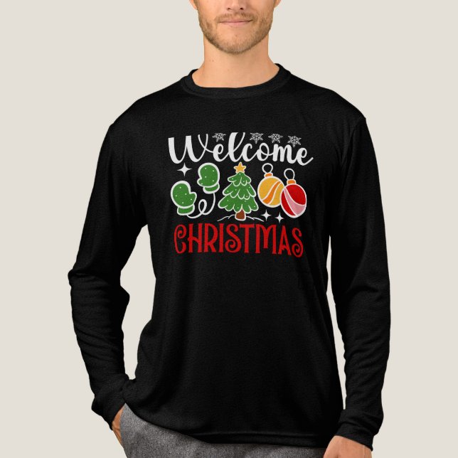 Weihnachten Willkommen Tri-Blend Shirt (Vorderseite)
