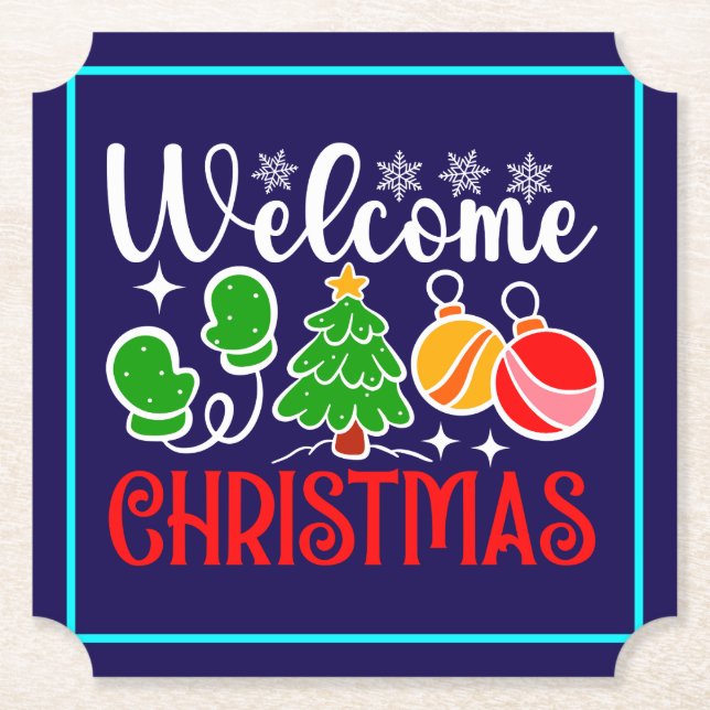Weihnachten Willkommen Untersetzer (Vorderseite)