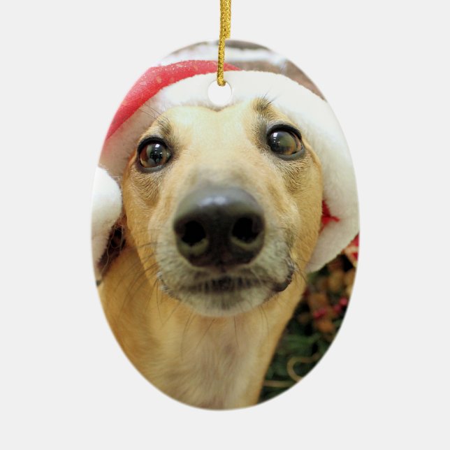 Weihnachten - Windhund - Pena Keramik Ornament (Vorne)
