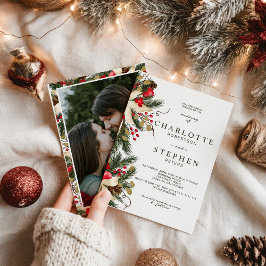 Weihnachten Winter Blumenwasser Hochzeit Foto Einladung