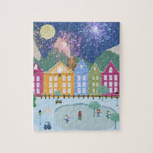 Weihnachten Winter Eislaufen Kunst Puzzle