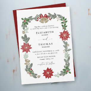 Weihnachten Winter Elegante Hochzeit Botanisch Einladung