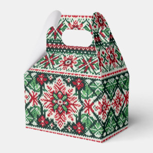 Weihnachten/Winter Fair Isle rot & grün Geschenkschachtel