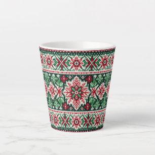 Weihnachten/Winter Fair Isle rot & grün Milchtasse