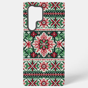 Weihnachten/Winter Fair Isle rot & grün Samsung Galaxy Hülle