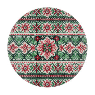 Weihnachten/Winter Fair Isle rot & grün Schneidebrett