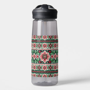 Weihnachten/Winter Fair Isle rot & grün Trinkflasche