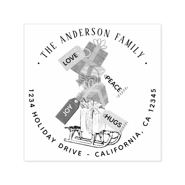 Weihnachten Winter Feierliche Familienname Adresse Permastempel (Design)