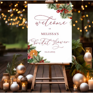 Weihnachten Winter floral Merry Little Brautparty Poster