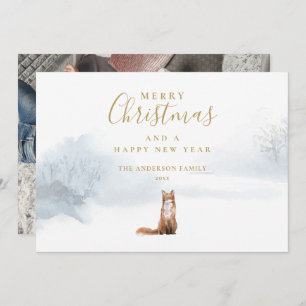 Weihnachten Winter Fox Elegantes Gold Script Foto