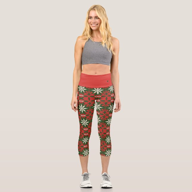 Weihnachten/Winter gemustert Capri Leggings (Vorderseite)