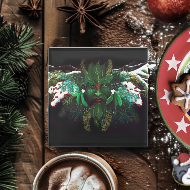 Weihnachten Winter Green Man Glasuntersetzer (Von Creator hochgeladen)