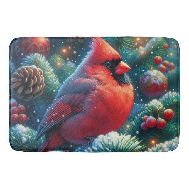 Weihnachten/Winter Kardinal Badematte (Vorderseite)