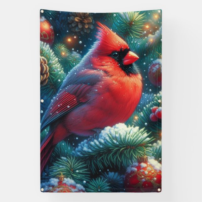 Weihnachten/Winter Kardinal Banner (Vertikal)