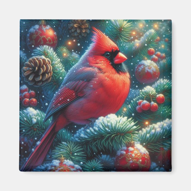 Weihnachten/Winter Kardinal Magnet (Vorne)