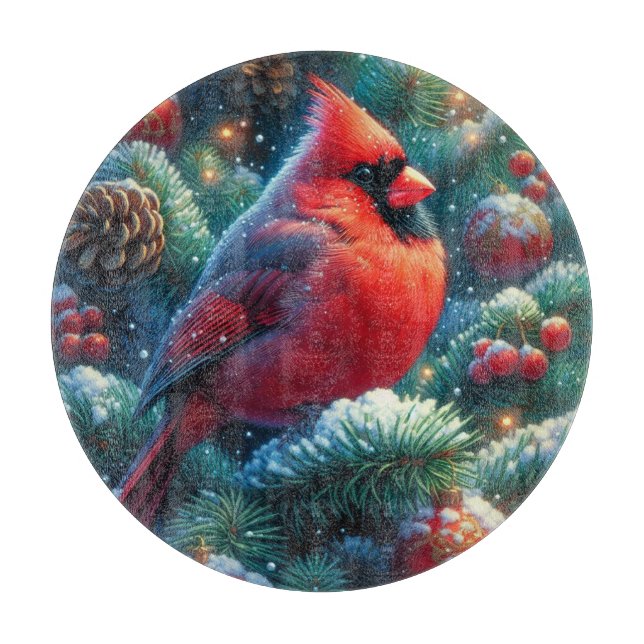 Weihnachten/Winter Kardinal Schneidebrett (Vorderseite)