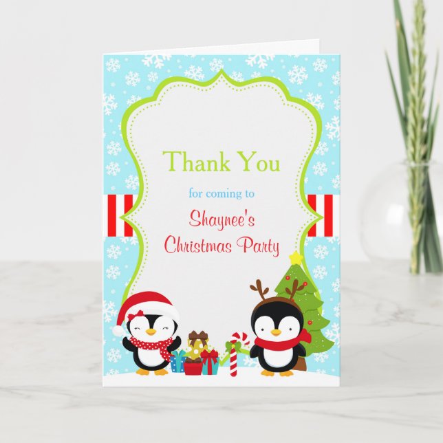 Weihnachten Winter Niedliche Pinguine Danke (Vorderseite)
