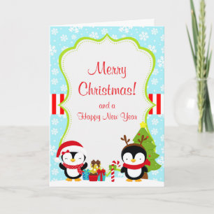 Weihnachten Winter Niedliche Pinguine Frohe Weihna Karte