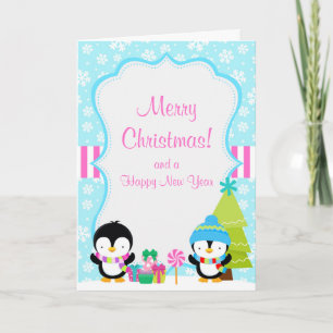 Weihnachten Winter Niedliche Pinguine Frohe Weihna Karte