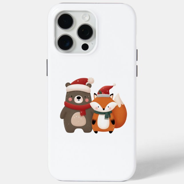 Weihnachten/Winter Niedlicher Bär & Fox Case-Mate iPhone Hülle (Rückseite)
