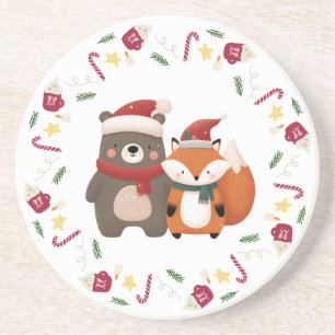 Weihnachten/Winter Niedlicher Bär & Fox Getränkeuntersetzer