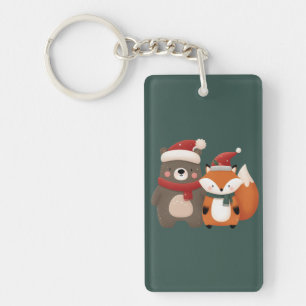 Weihnachten/Winter Niedlicher Bär & Fox Schlüsselanhänger