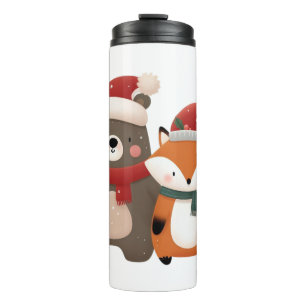 Weihnachten/Winter Niedlicher Bär & Fox Thermosbecher