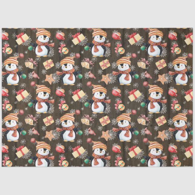 Weihnachten Winter Pinguine Schneeflocken für Kind Seidenpapier (Vorderseite)