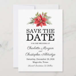 Weihnachten Winter Poinsettia Watercolor Save The Date