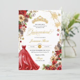 Weihnachten Winter Rot und Gold Poinsettia Quincea Einladung