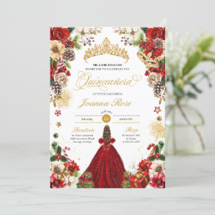 Weihnachten Winter Rot und Gold Poinsettia Quincea Einladung