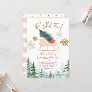 Weihnachten Winter Schlitten Oh was Spaß Erster Ge Einladung