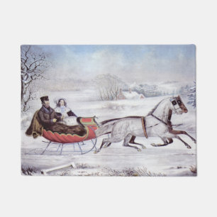 Weihnachten, Winter, Schlittenpferd Fußmatte