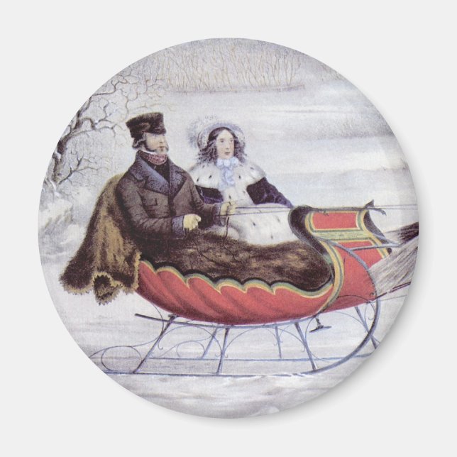 Weihnachten, Winter, Schlittenpferd Magnet (Vorne)