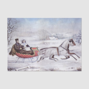 Weihnachten, Winter, Schlittenpferd Seidenpapier